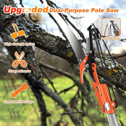 20FT Tree Trimmer, Manual Pole Saw with 3-12FT Extension Pole, Fruit Picker for Orange Lemon Mango Avocado Guava Fruit Picking