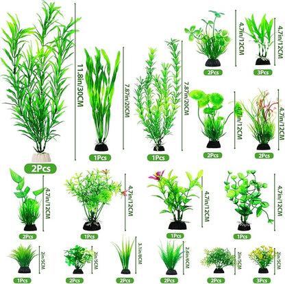 CousDUoBe 30pcs Fish Tank Accessories Aquarium Decorations Green Plants, Fish Tank Decor, Aquarium Decor Plastic Plants