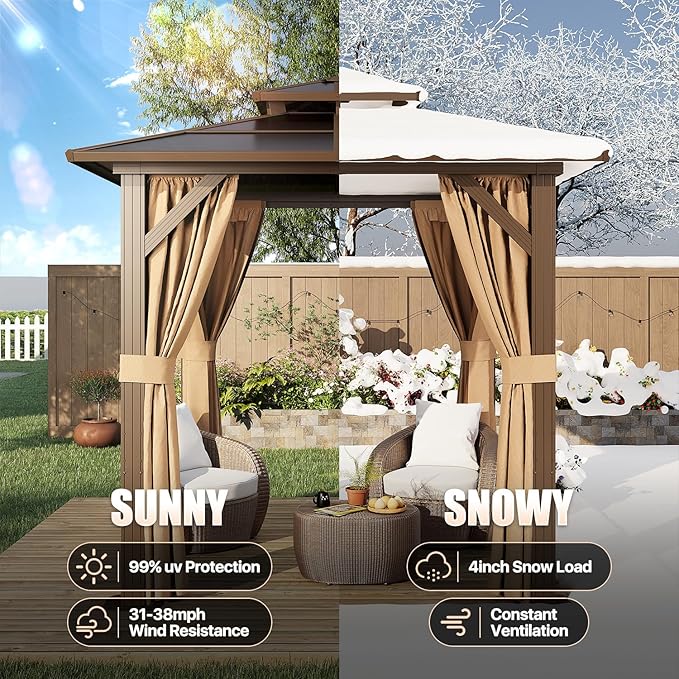 8 Ft. W X 8 Ft. D Aluminum Patio Hardtop Gazebo