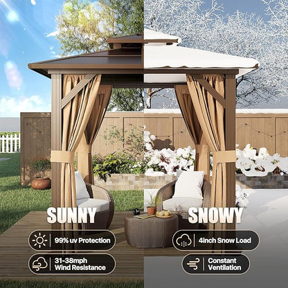 8 Ft. W X 8 Ft. D Aluminum Patio Hardtop Gazebo