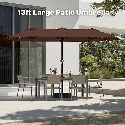 13FT Double Sided Patio Umbrella with LED Lighted