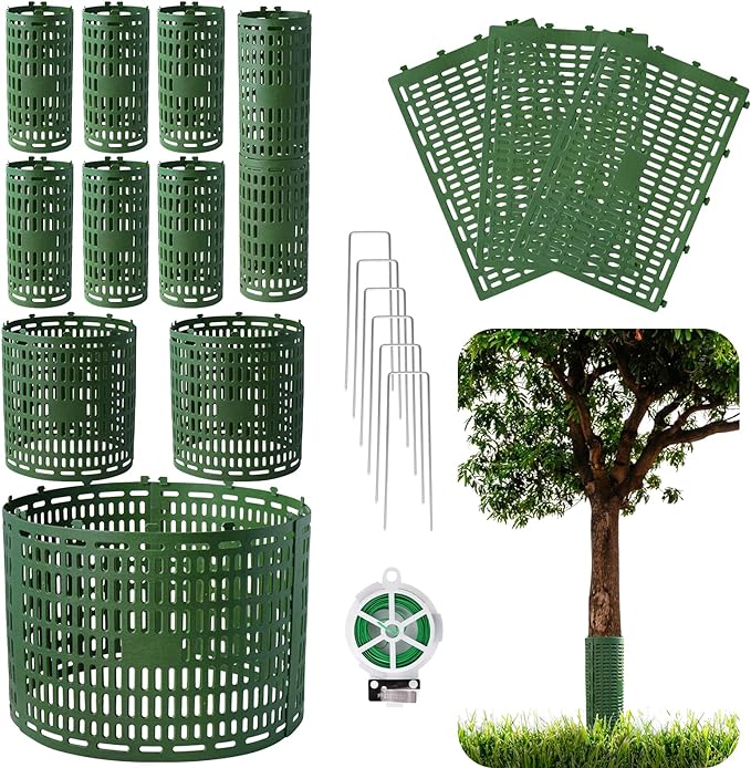 18pcs Tree Trunk Protector, Tree Guards Trunk Protector with Twist Ties, Resizable for Various Size Trees or Plants, Preventing Tree Bark Damage from Pruners, Mowers, and Rodents
