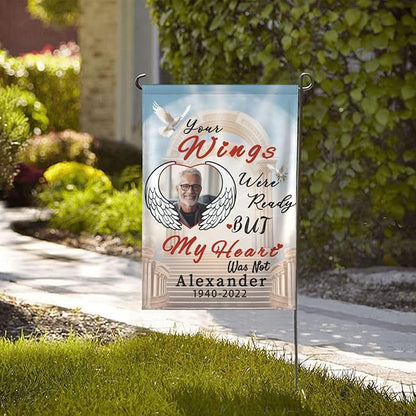 Custom Memorial Flag Personalized Garden Flag for Cemetery in Loving Memory with Photo Name Date Memory Flags Outdoor Double Sided Yard Flags (A-Memorial Flag, 12x18(in))