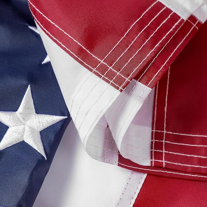 American Flag 10x15 ft: Long Lasting US Flag, Heavy Duty Nylon, Embroidered Stars, Sewn Stripes, Brass Grommets, UV Protection Perfect for Outdoors! USA Flag