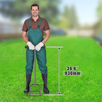 Lawn Coring Aerator Tool, Stainless Steel 4-Core Manual Plug Aerator for Yard & Lawn Aeration, Durable Aeration Tool with Soft Rubber Grip for Compacted Soil & Grass Care