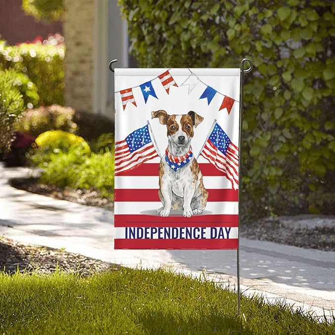 Independence Day Dog Garden Flag Vertical Double Sided Outdoor Yard Flags 12.5x18 Inch Burlap Banners Vertical Double Sided for Outdoor Decor Lawn
