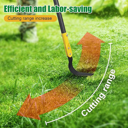 Hoe Garden Tool, 79" L Shape Sickle Garden Tool with Double-Edged Blade and Adjustable Long Handle, Heavy Duty Crack Crevice Weeding Hoe for Weeding, Loosening Soil, Trenching