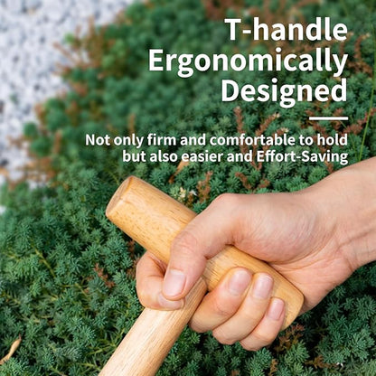 FLORA GUARD Hand Dibber Garden Tool, Seed Planter Tool with Wood Handle for Sowing Seed - 5" Seed Dispenser for Planting Steel Garden Dibber, Transplanting Plants,Planting Bulb,Digging