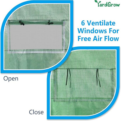 YardGrow Greenhouse Replacement Cover Larger Walk in Outdoor Plant Gardening Greenhouse, 2-Doors with 2 Mesh Windows, Frame Does NOT Included (10'x7'x7')