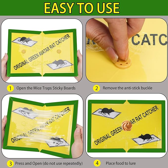 Ezoon 36 Pack Large Mouse Glue Traps with Enhanced Stickiness, Sticky Rat Traps, Sticky Snake Trap, Mouse Traps Sticky Pad Board for House Indoor Outdoor, Easy to Set, Extra Large (8.3" x 12")