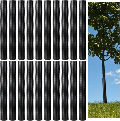 Menkxi 20 Pcs Corrugated Tree Guards Saplings Tree Trunk Protectors from Deer Tree Tubes Guard Tube Wraps to Protect Bark, Sapling from Rodents, Mowers, Animals(15.7 x 2",Black)