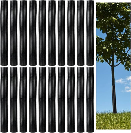 Menkxi 20 Pcs Corrugated Tree Guards Saplings Tree Trunk Protectors from Deer Tree Tubes Guard Tube Wraps to Protect Bark, Sapling from Rodents, Mowers, Animals(15.7 x 2",Black)