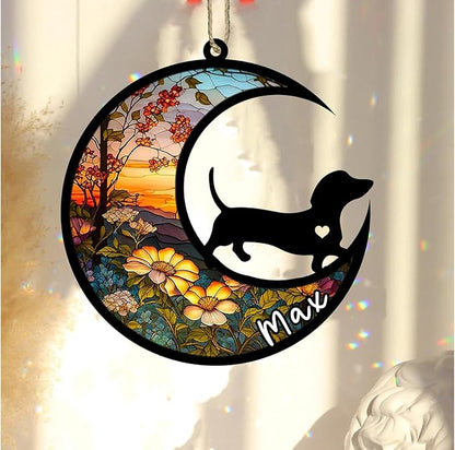 Personalized Dog Memorial, Custom Name Dachshund Dog Christmas Ornament with Name, Custom Breeds, Pet Loss Light Catcher, Gifts for Lovers Loss of Pet Sympathy on Mothers Day Christmas