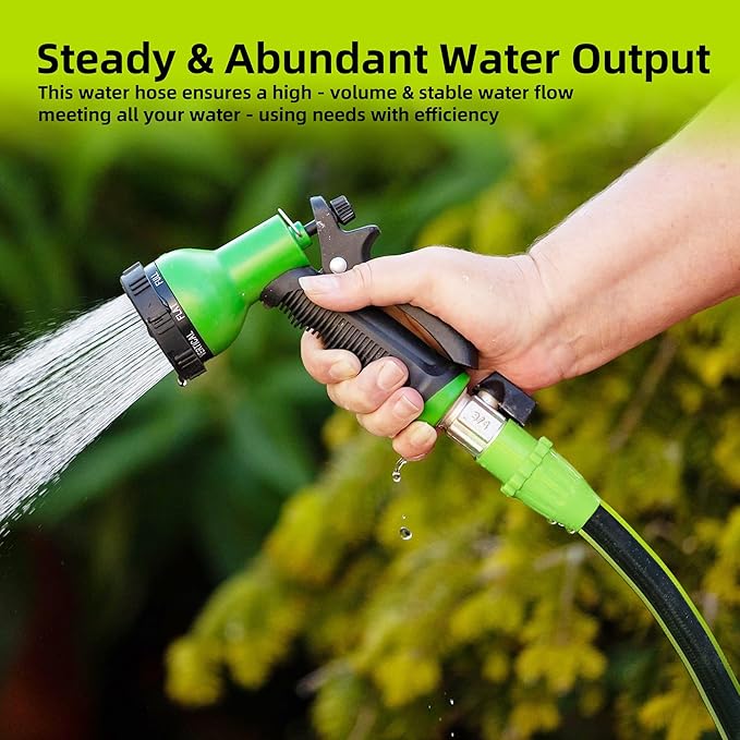 Worth Leader Long Garden Hose 5/8 in. x 50 ft. -No Kink, Flexible, Leakproof, Male to Female Fittings -Heavy Duty Durable PVC Lightweight Water Pipe with Brass Aluminum Ends for Household & Yard Use