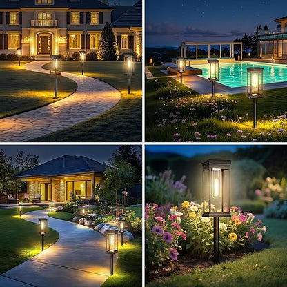 Solar Pathway Lights Outdoor - 8 Pack, IP65 Waterproof Warm White LED, Auto On/Off, Solar Powered Modern Square Design Landscape Lighting, for Walkway Garden Lawn Yard Decor