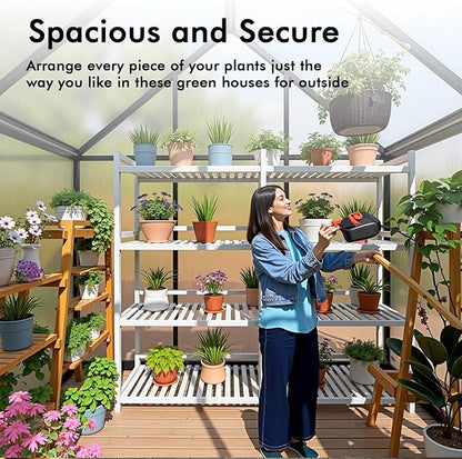 6×4FT Small Greenhouse, Walk in Green Houses for Outside and Garden Planting, Enhanced Aluminum Mini Greenhouse with Electronic Thermometers, Withstands Bad Weather to Protect Vegetable or Plants