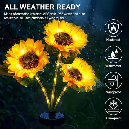 Solar Flowers Lights - Upgraded Outdoor Sunflowers Flowers Lights, Waterproof Outdoor Solar Lights for Garden, Patio, Backyard,Party and Office (Sunflowers, 4)