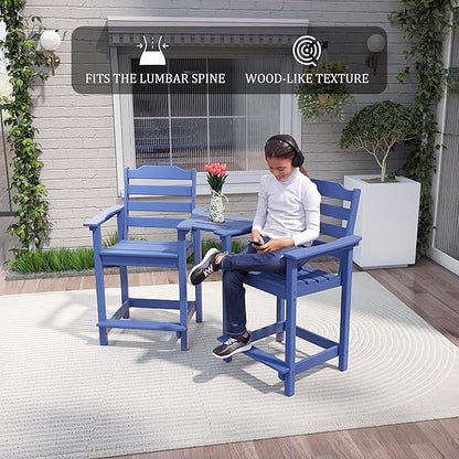 OTSUN Tall Adirondack Chairs Set of 6 with Connecting Tray, 24 inches HDPE Bar Height Outdoor Chairs, All Weather Resistant for Balcony, Porch, Kitchen (6 PCS, Navy Blue)