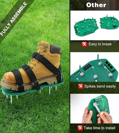 Blueash Lawn Aerator Shoes for Grass, Aerator Shoes for Lawn Aeration 2" Spikes, Aeration Shoes for Lawn with Adaptable Straps for All Shoe Sizes