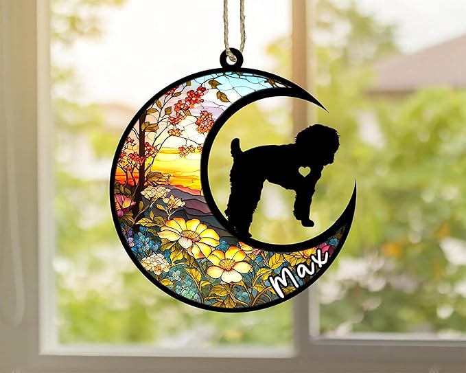 Personalized Dog Memorial, Custom Name Schnoodle Dog Christmas Ornament with Name, Custom Breeds, Pet Loss Light Catcher, Gifts for Lovers Loss of Pet Sympathy on Mothers Day Christmas