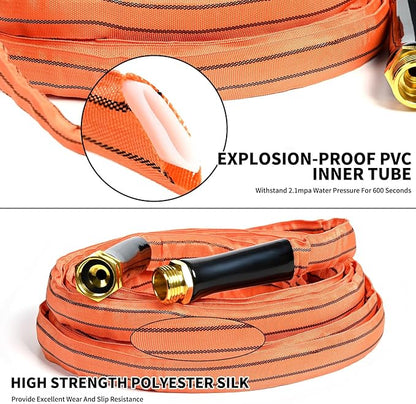 Garden Hose 75 ft,Non-Expanding,10 Functional Nozzles,Garden Hose Anti-Kink,Heavy Duty Flexible Water Hose 75 ft,Suitable for Outdoor,Yard, Car Washing and Other Scenes.(orange color, 75ft)