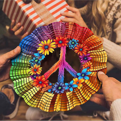 Peace Flower Wind Spinner, Peace Flower Wind Spinner Hanging for Yard and Garden, Unique Gift Wind Spinner, 3D Hanging Wind Spinner Outdoor