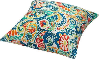 Magpie Fabrics Patio Pillow with Insert 18"x18", Set of 2, Fade-Resistant Outdoor Indoor Cushion Decorative Throw Pillow Decoration for Couch Garden Furniture - Paisley Multi