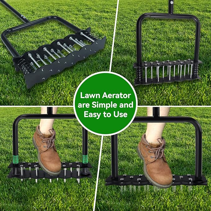 Lawn Aerator, Aerator Lawn Tool for Manual Weeding, Pre-Assembled Lawn Aerator Tool for Patio Lawns and Gardens, Lawns Improvement and Yard Care, Garden Tools, Restoring Lawns Health
