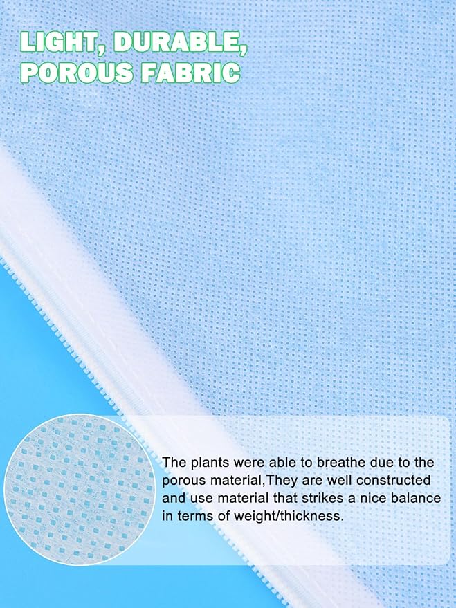 Abimars Plant Covers Freeze Protection Jacket 1.77 oz/yd², 2.6ft x 4ft Reusable Winter Plant Covers with Drawstring & Zipper, 2 Pack Light, Porous Fabric for Plant Breathing
