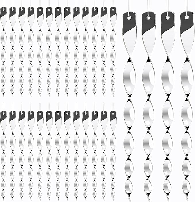 Hausse 30 Pack Bird Deterrents for Outside, Bird Repellent Hanging Silver Plastic Reflectors Scare Rods, Garden Decorative Reflective Scare Birds Away, Like Woodpeckers, Pigeons and Geese