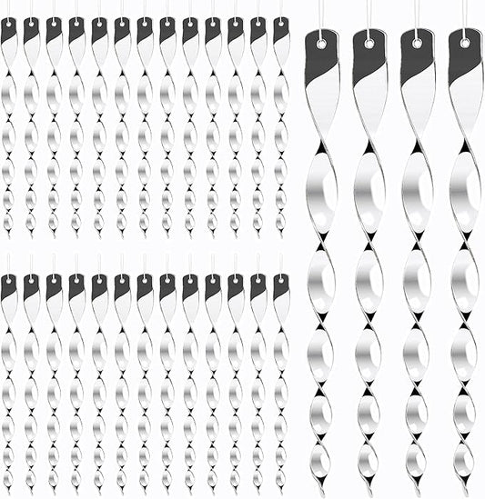 Hausse 30 Pack Bird Deterrents for Outside, Bird Repellent Hanging Silver Plastic Reflectors Scare Rods, Garden Decorative Reflective Scare Birds Away, Like Woodpeckers, Pigeons and Geese