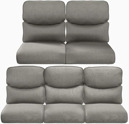 Pop 22x25/22x24 Outdoor Cushions for Patio 5 Piece Set - Set of 5 Water-Resistant Replacement Cushion for Wicker Rattan Rocking Swivel Chairs Loveseat Couch Sectional Sofa - Grey/Smile
