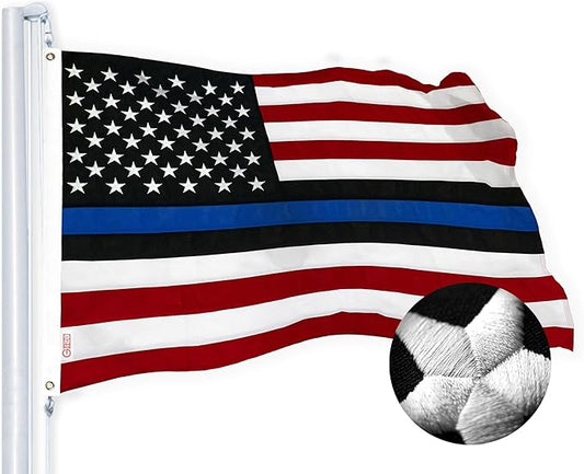 G128 Blue Lives Matter Flag | 3x5 Ft | StormFlyer Series Embroidered 220GSM Spun Polyester | Duty and Honor Flag, Embroidered Design, Indoor/Outdoor, Brass Grommets, Heavy Duty, All Weather