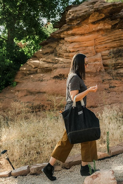Barebones Neelum Large Waxed Canvas Tote Bags - Heavy Duty Canvas Bag and Reusable Grocery Bag