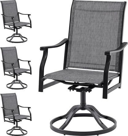 Soohow Outdoor Dining Chairs Set of 4, 360°Swivel Patio Dining Chair with Textilene Fabric, Outdoor Metal Armchair All Weather Resistant, Ergonomic Comfort, Perfect for Patio, Backyard, Balcony