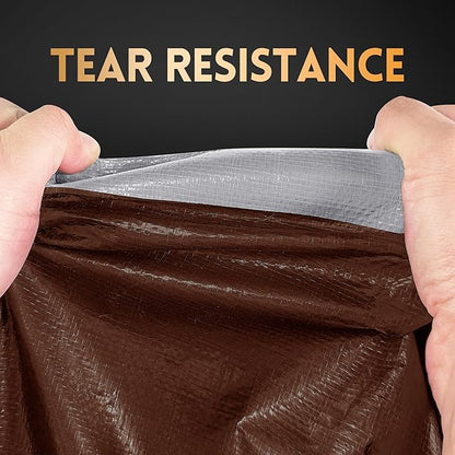 Tarp 10x12 ft Heavy Duty 10mil Silver/Brown 100% Waterproof High Durability Multipurpose Outdoor Tarpaulin,Uv Resistant,for Courtyards,Camping, Canopy, Trailer, Boats, Camping, Etc -by MVPNET