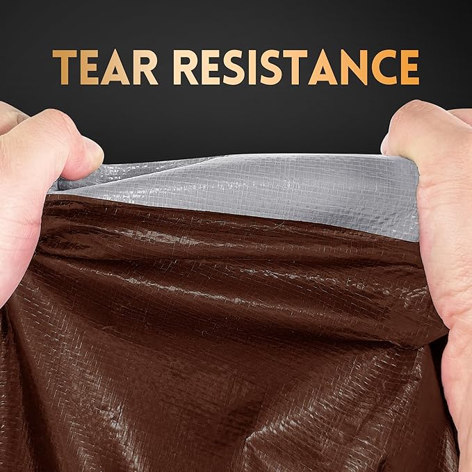 Tarp 15x15 ft Heavy Duty 10mil Silver/Brown 100% Waterproof High Durability Multipurpose Outdoor Tarpaulin,Uv Resistant,for Courtyards,Camping, Canopy, Trailer, Boats, Camping, Etc -by MVPNET