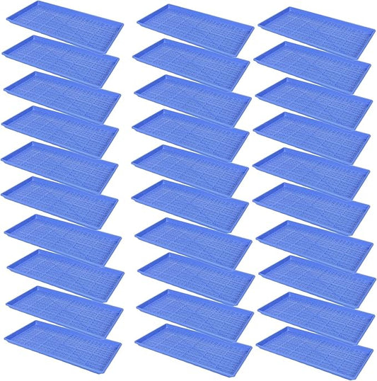 SUNPACK 10" x 20" Heavy Duty Mesh Plastic Seed Starting Tray, Blue, 1" (Pack of 30) - Ensures Water Drainage and Aeration, Perfect for Greenhouses or Indoor Gardening
