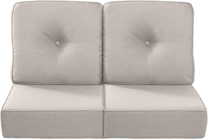 Luxury 22x24/22x25 6-Inch Outdoor Seat Cushions - Set of 2 Water Repellent Patio Chair Seat Comfortable Cushion for Rattan Dining Rocker Glider Chairs Loveseat Couch Sectional Sofa - Beige