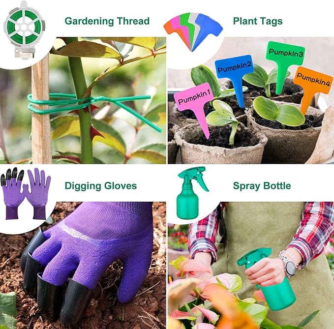 Garden Tools Set 83 Piece, Succulent Tools Set Included, Heavy Duty Aluminum Gardening Tools for Gardening, Non-Slip Ergonomic Handle, Durable Storage Tote Bag, Gifts for Men Women