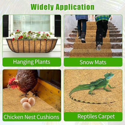 Coco Liner Roll 24x160 Inch, Natural Coconut Liners for Planter Flower Basket, Thick Coco Fiber Mat for Hanging Basket, Garden Decoration, Animal Pet Pads, Reptile Carpet