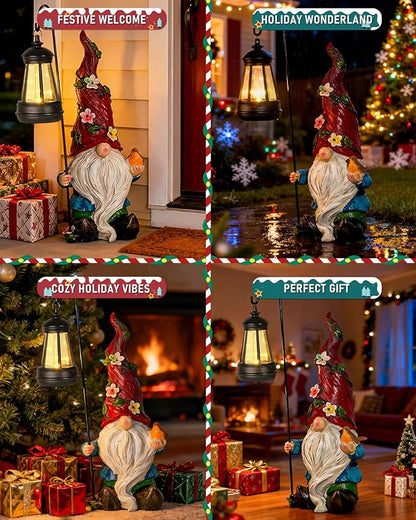 Garden Gnomes Outdoor Statue with Solar Lights,Solar Gnomes Decorations for Yard Outdoor gnome Decorations for Garden, Patio Gnome Gifts for Mom