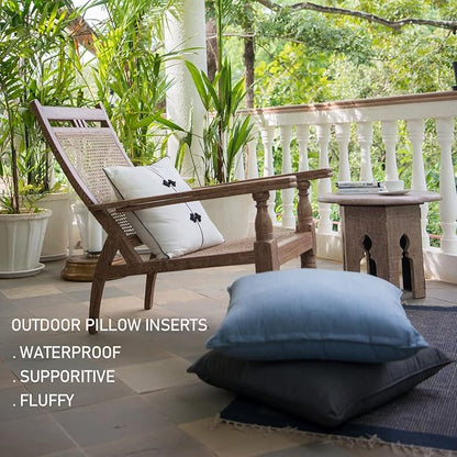 20 x 20 Outdoor Throw Pillow Inserts Set of 2 Waterproof Square Premium Decorative Couch Pillow Stuffers Form Large White Sofa Cushions Indoor
