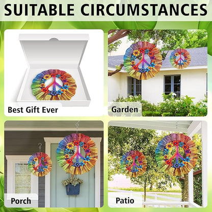 Peace Flower Wind Spinner, Peace Flower Wind Spinner Hanging for Yard and Garden, Unique Gift Wind Spinner, 3D Hanging Wind Spinner Outdoor
