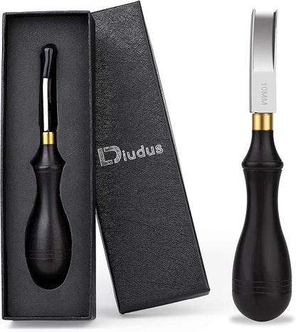 DIUDUS 10mm Leather Edge Beveler Tool, Wide Mouth Leather Edge Beveler Skiving, Leather Edge Trimmer with Wooden Handle for DIY Leather Craft