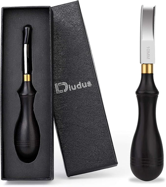 DIUDUS 10mm Leather Edge Beveler Tool, Wide Mouth Leather Edge Beveler Skiving, Leather Edge Trimmer with Wooden Handle for DIY Leather Craft
