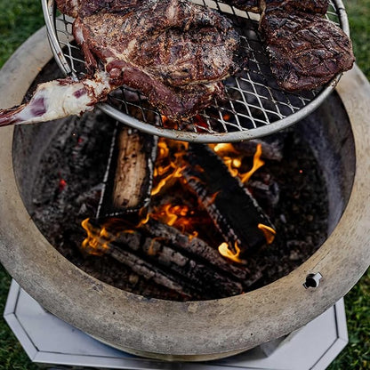 Breeo Smokeless Fire Pit Grilling Bundle (X Series 24 Corten Steel, Outpost Grill, Ash Shovel, & Lid) | 27.5 inch Smokeless Firepit for Outside | Ideal for Families