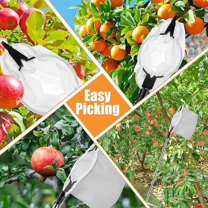 Fruit Picker Pole 6.5 FT Adjustable Pole with Soft Bag Fruit Catcher Equipment Tree Picker with Fruit Storage Bag for Apples Mango Pear Orange Avocados Fruit Picking(2m/6.56ft)