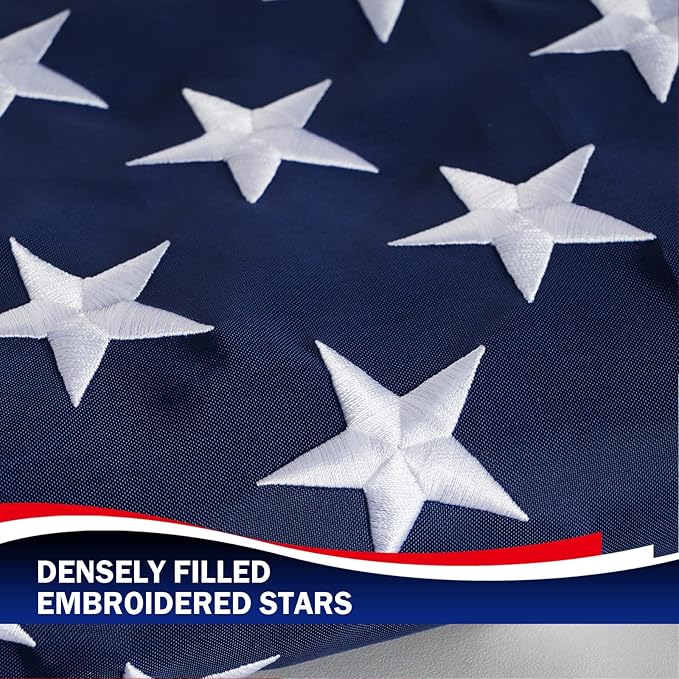 Homissor American Flag 10x15 Ft US USA Flags Large United State Flag Heavy Duty Outdoor Embroidered Stars for All Weather High Wind Sewn Stripes With 5 Brass Grommets