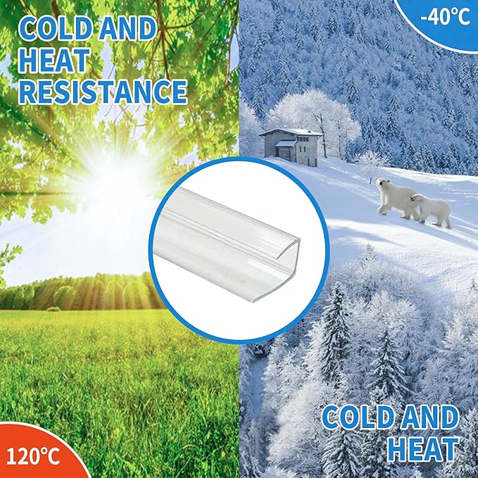 10 PCS Polycarbonate Greenhouse U Connector Profile 4ft Length Fits 0.32’’ & 0.4’’ Twin-Wall Polycarbonate Panels Duty Dust Rain & Moisture Protection Durabler (U-Clip 4' × 0.71’’ × 0.4’’)